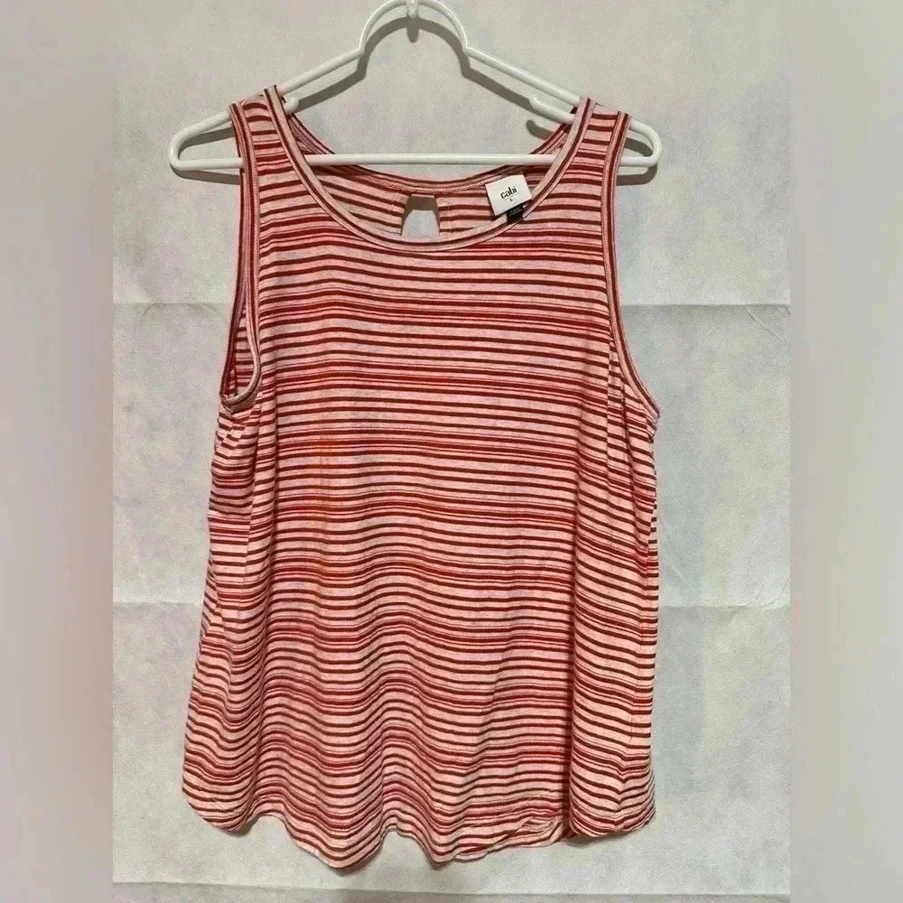 CAbi Red and White Striped Tank Top